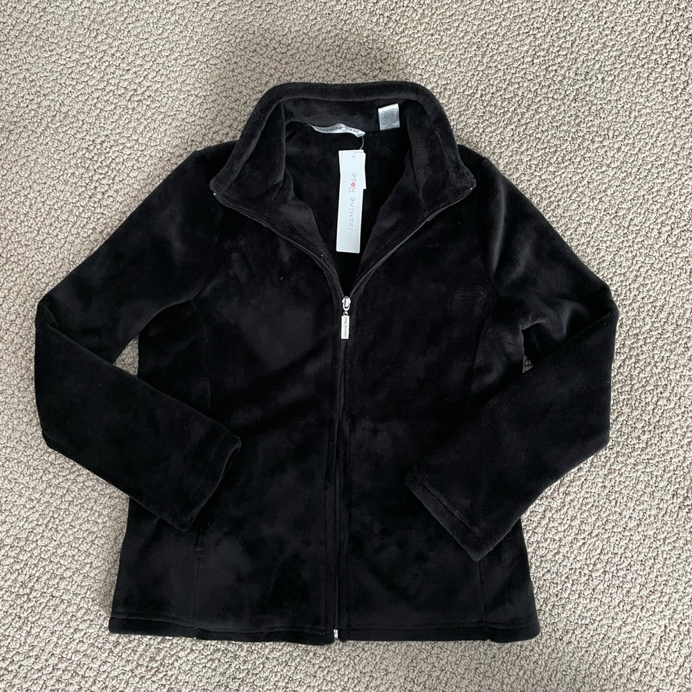 Fuzzy black zip up jacket
